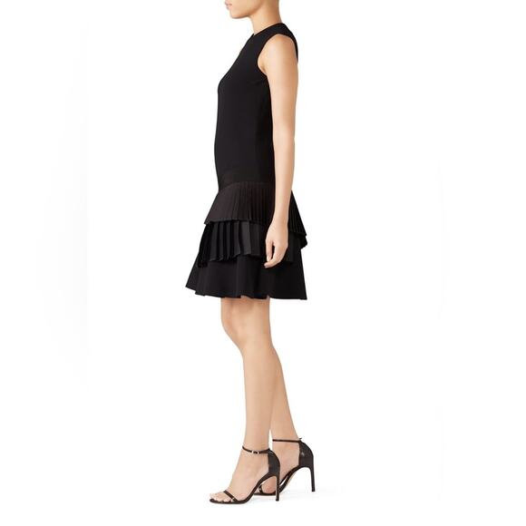 Victoria Beckham Asymmetric Pleated Tiered Crepe Shift Dress Black Size 10 - Picture 3 of 10